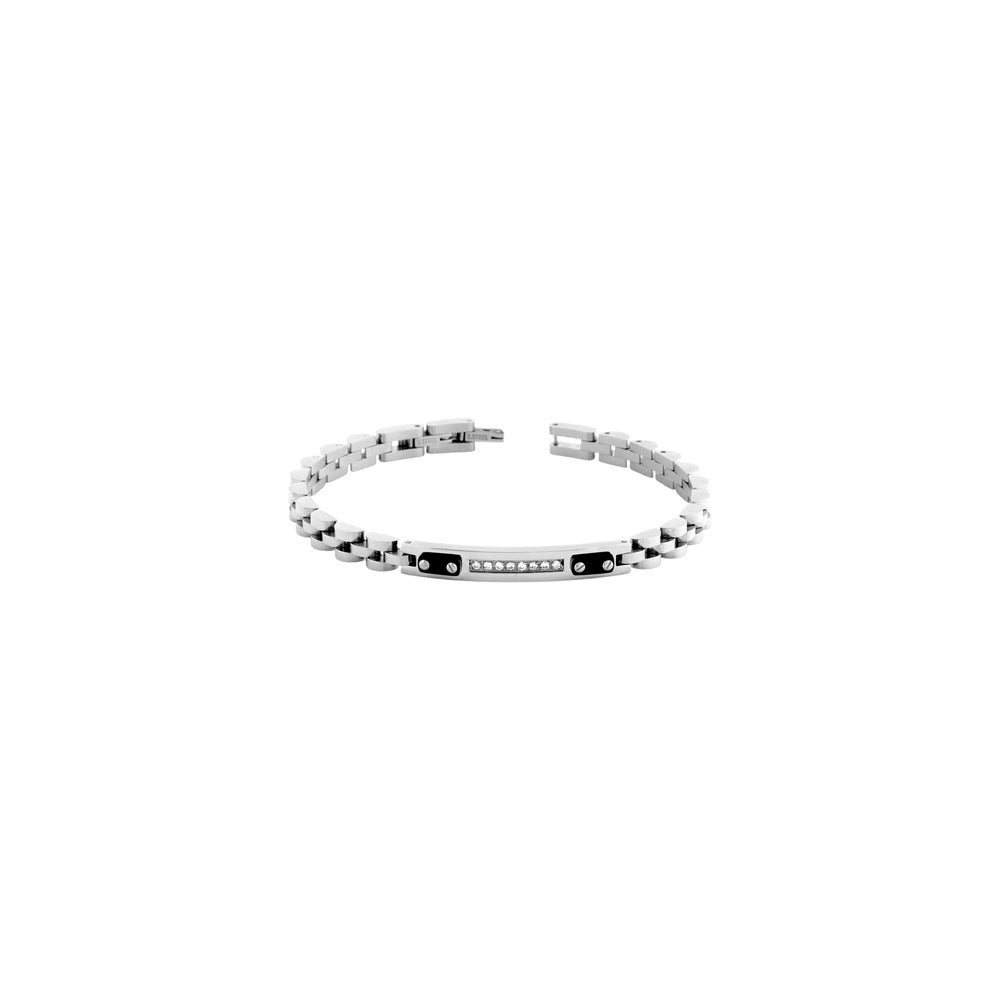 Marcello Pane Gliederarmband mit Zirkonia-Platte | Edelstahl