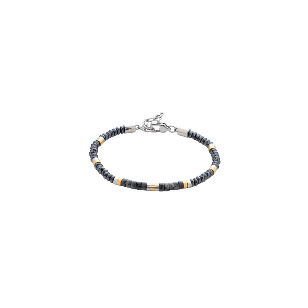 Marcello Pane Armband Hämatit mit Gold und Schwarz | Edelstahl