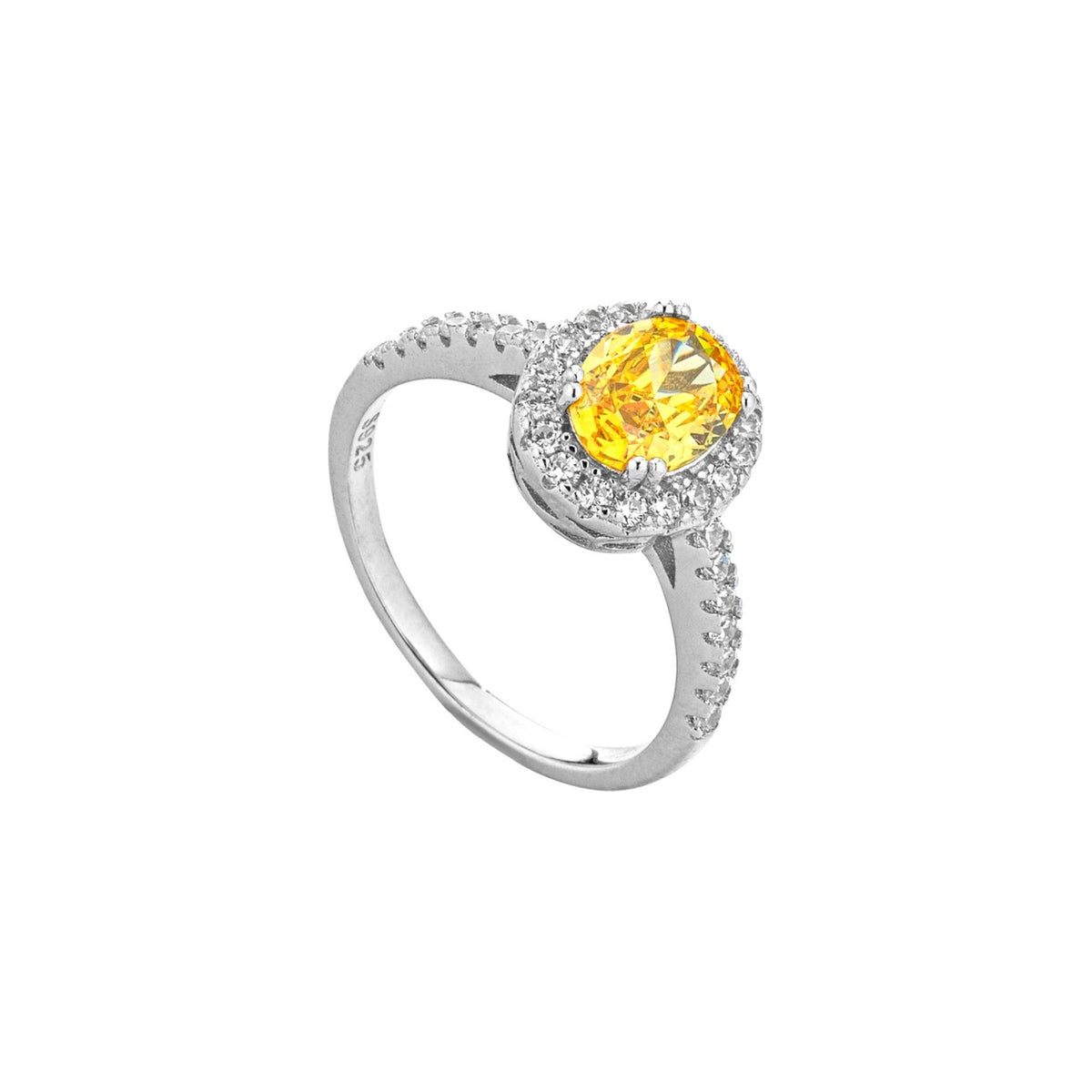 Marcello Pane Halo Ring gelb verstellbar | 925 Sterling Silber