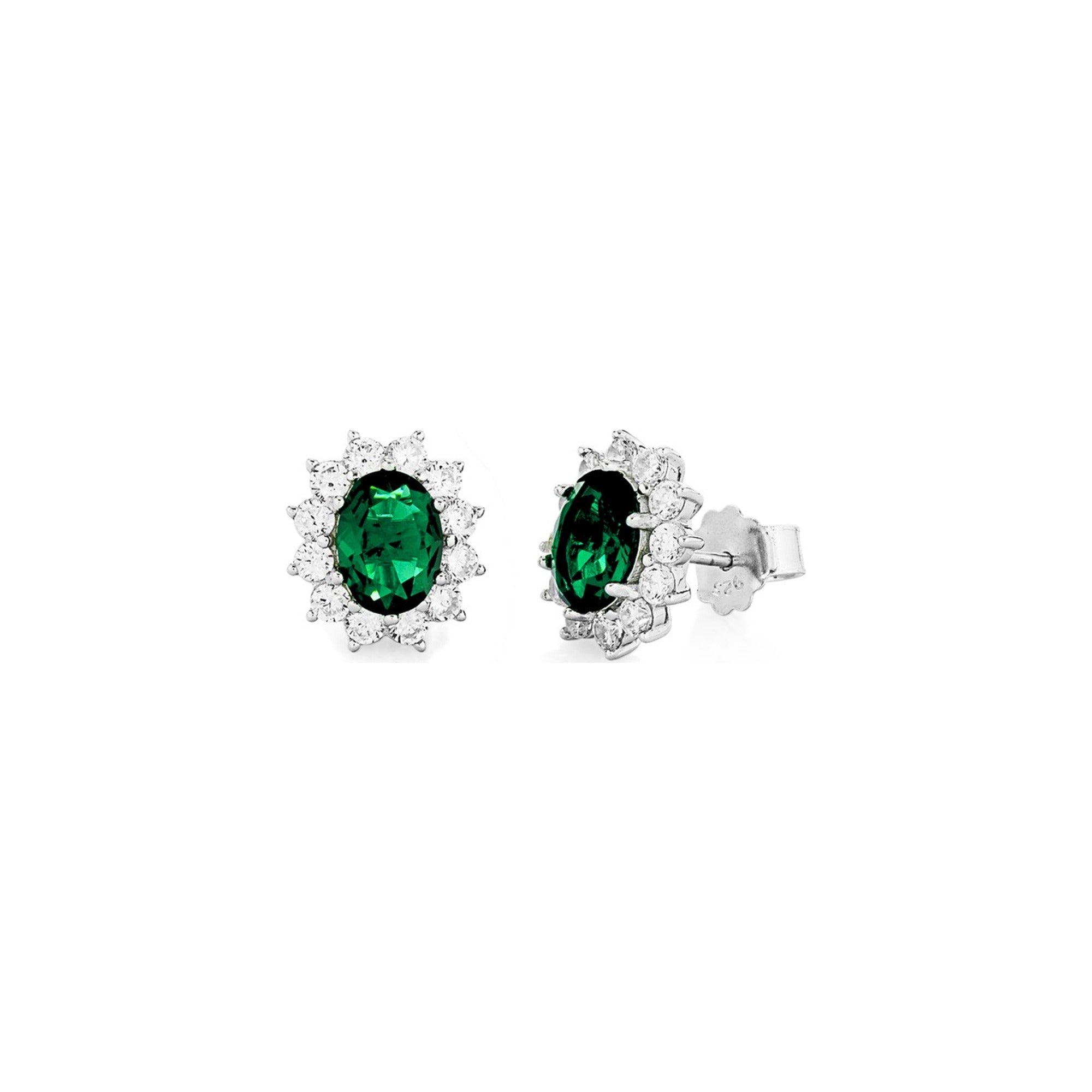 Marcello Pane Halo Ohrstecker grün | 925 Sterling Silber