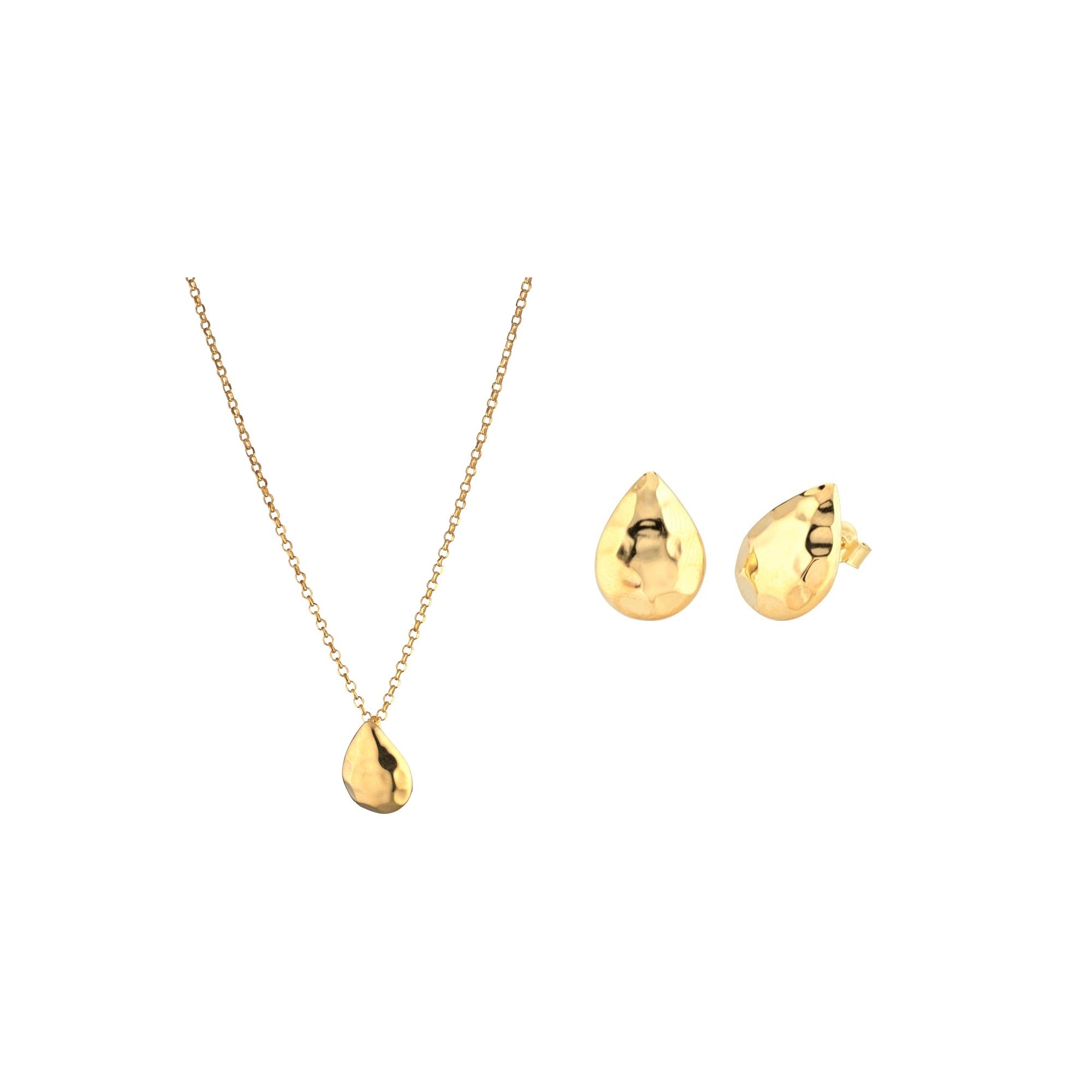 2-teiliges Marcello Pane Tropfen Set – Halskette & Ohrstecker | 925 Sterling Silber vergoldet