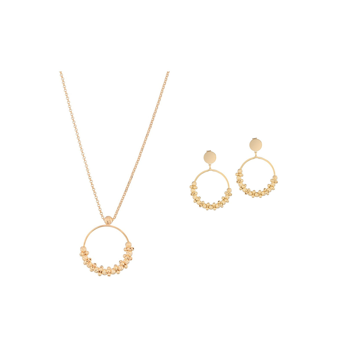 2-teiliges Marcello Pane Kreis Set – Halskette & Ohrhänger | 925 Sterling Silber vergoldet