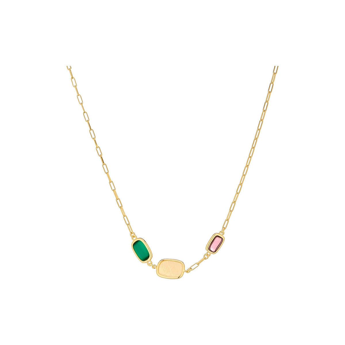 Marcello Pane Set – Halskette, Ohrhänger & Armband mit farbigen Cabochons | 925 Sterling Silber vergoldet