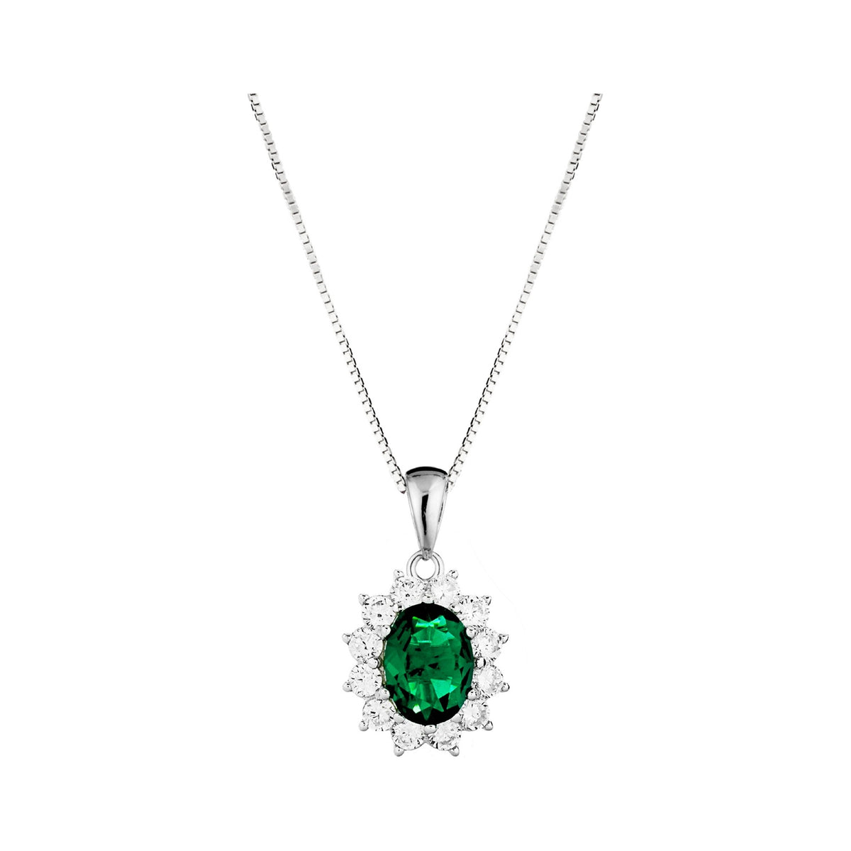 Marcello Pane Halo Set grün – Halskette, Ohrstecker & Ring | 925 Sterling Silber
