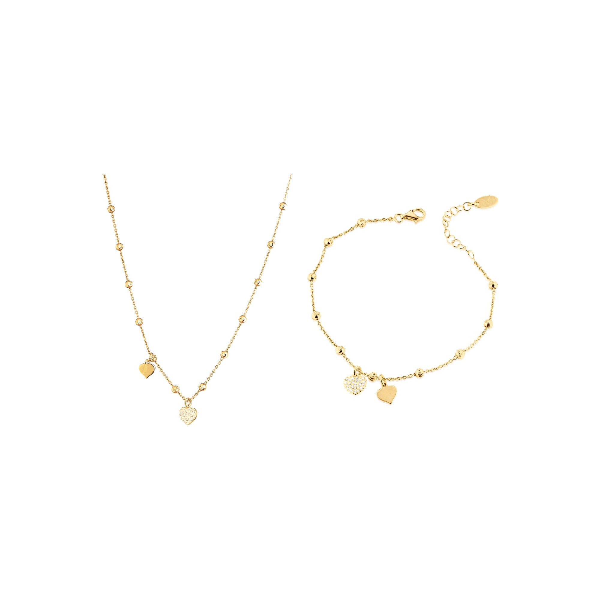 2-teiliges Marcello Pane Herz Set vergoldet – Halskette & Armband | 925 Sterling Silber