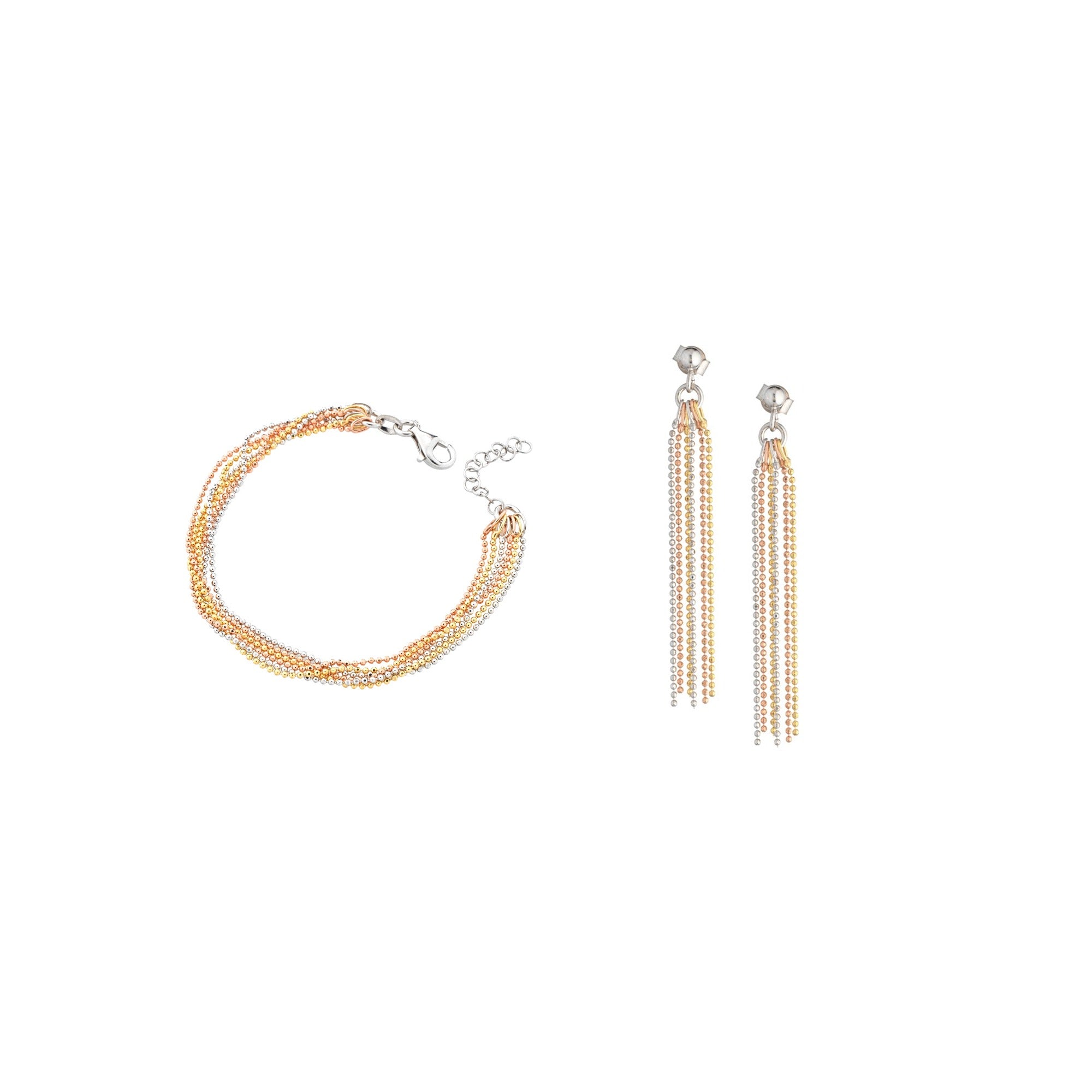 2-teiliges Marcello Pane Set tricolor – Armband & Ohrhänger | 925 Sterling Silber