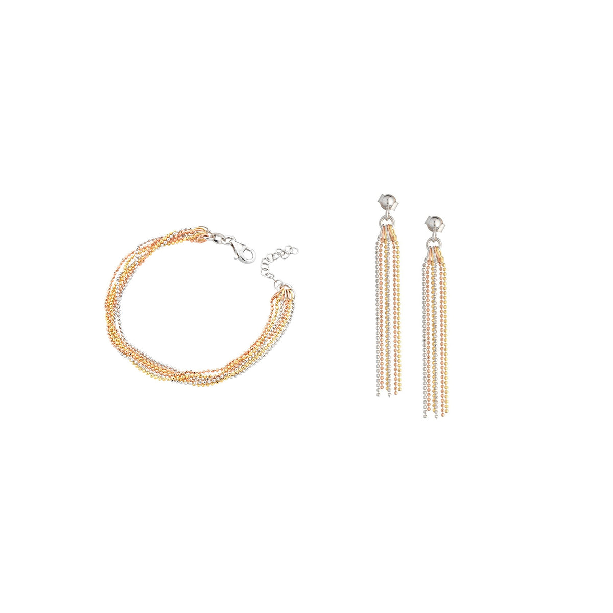 2-teiliges Marcello Pane Set tricolor – Armband & Ohrhänger | 925 Sterling Silber
