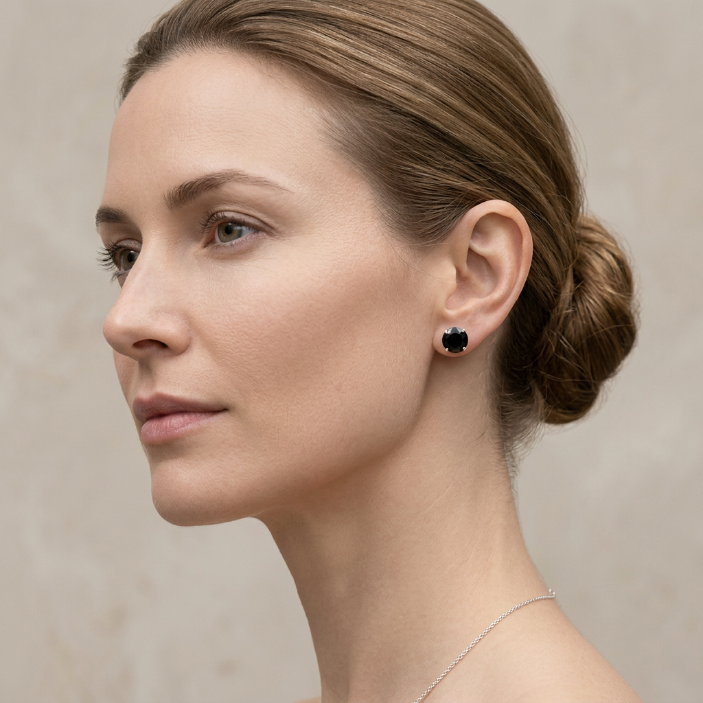 Schwarzer Zirkonia Ohrstecker | 925 Sterling Silber