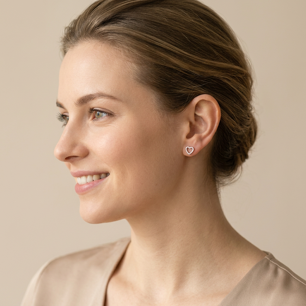 Herz-Ohrstecker offen | 925 Sterling Silber