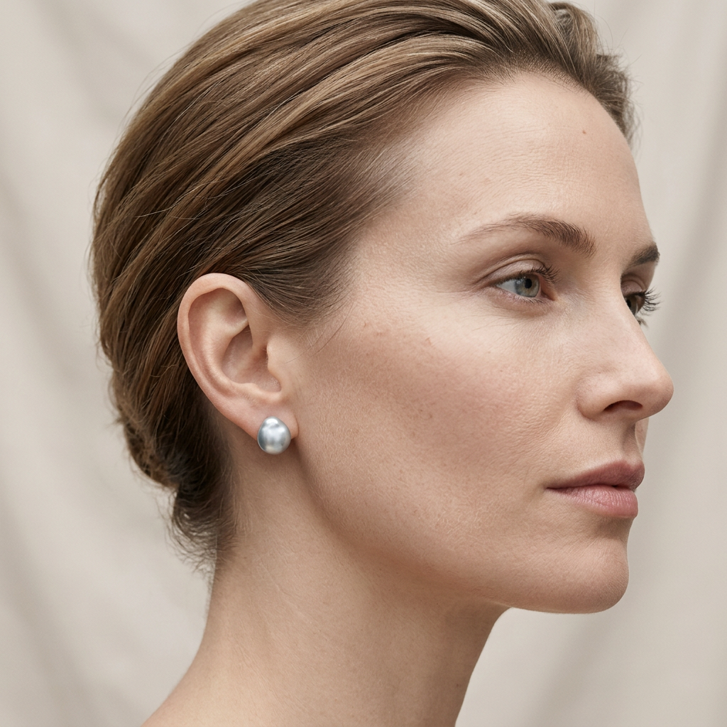 Barockperlen-Ohrstecker grau | 925 Sterling Silber
