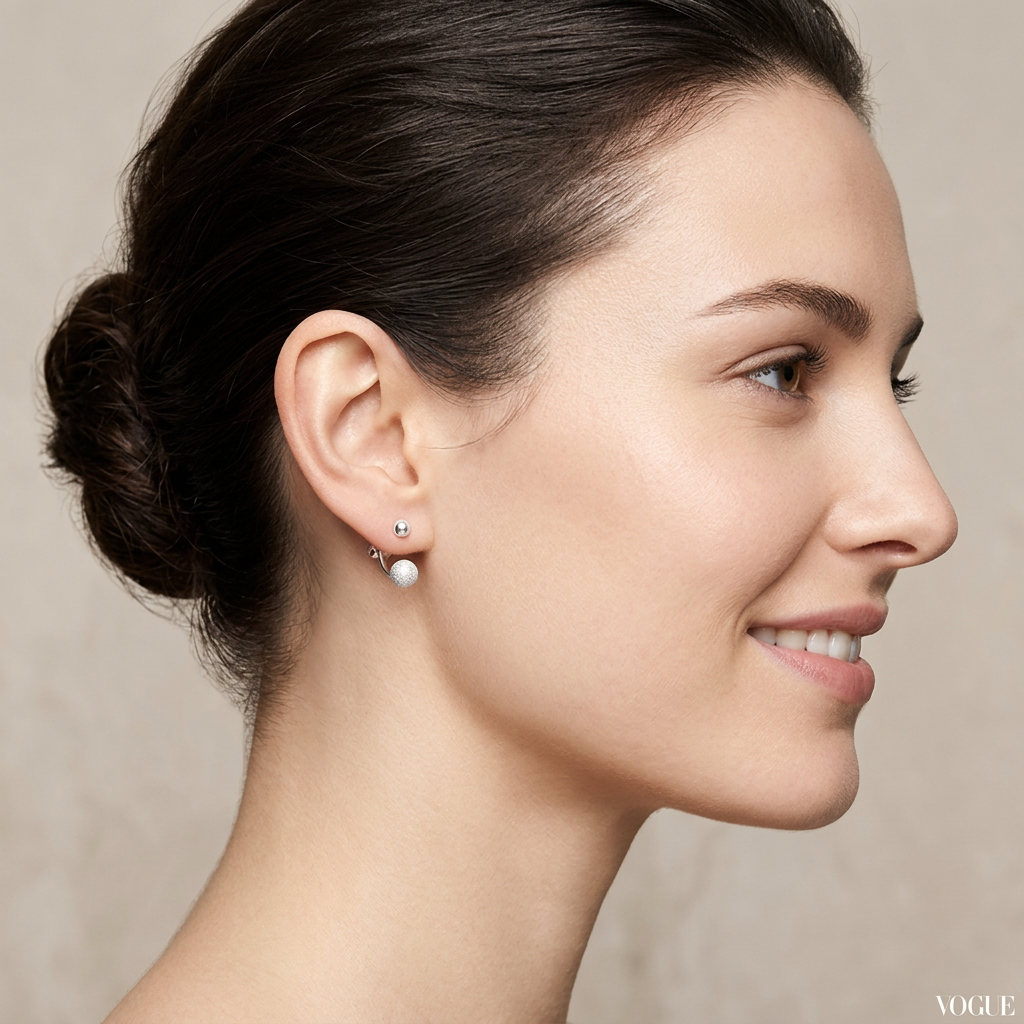 Creolen-Stecker mit Stardust-Kugel | 925 Sterling Silber