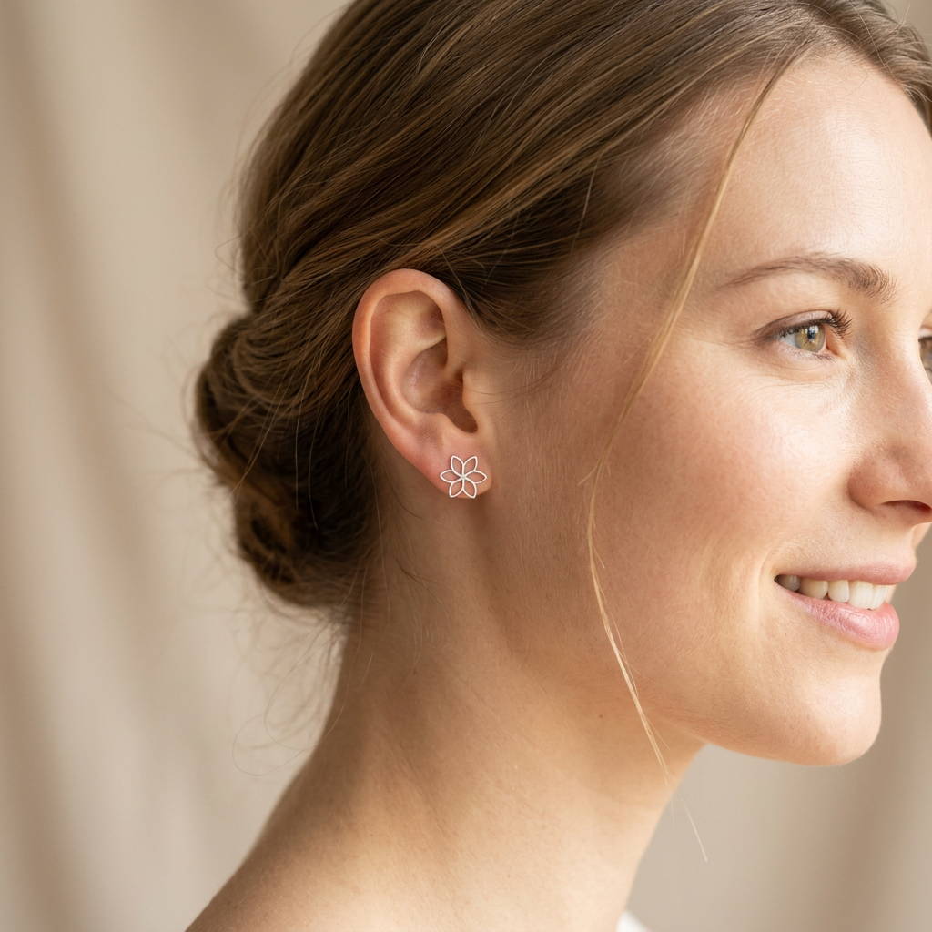 Blüten-Ohrstecker offen | 925 Sterling Silber