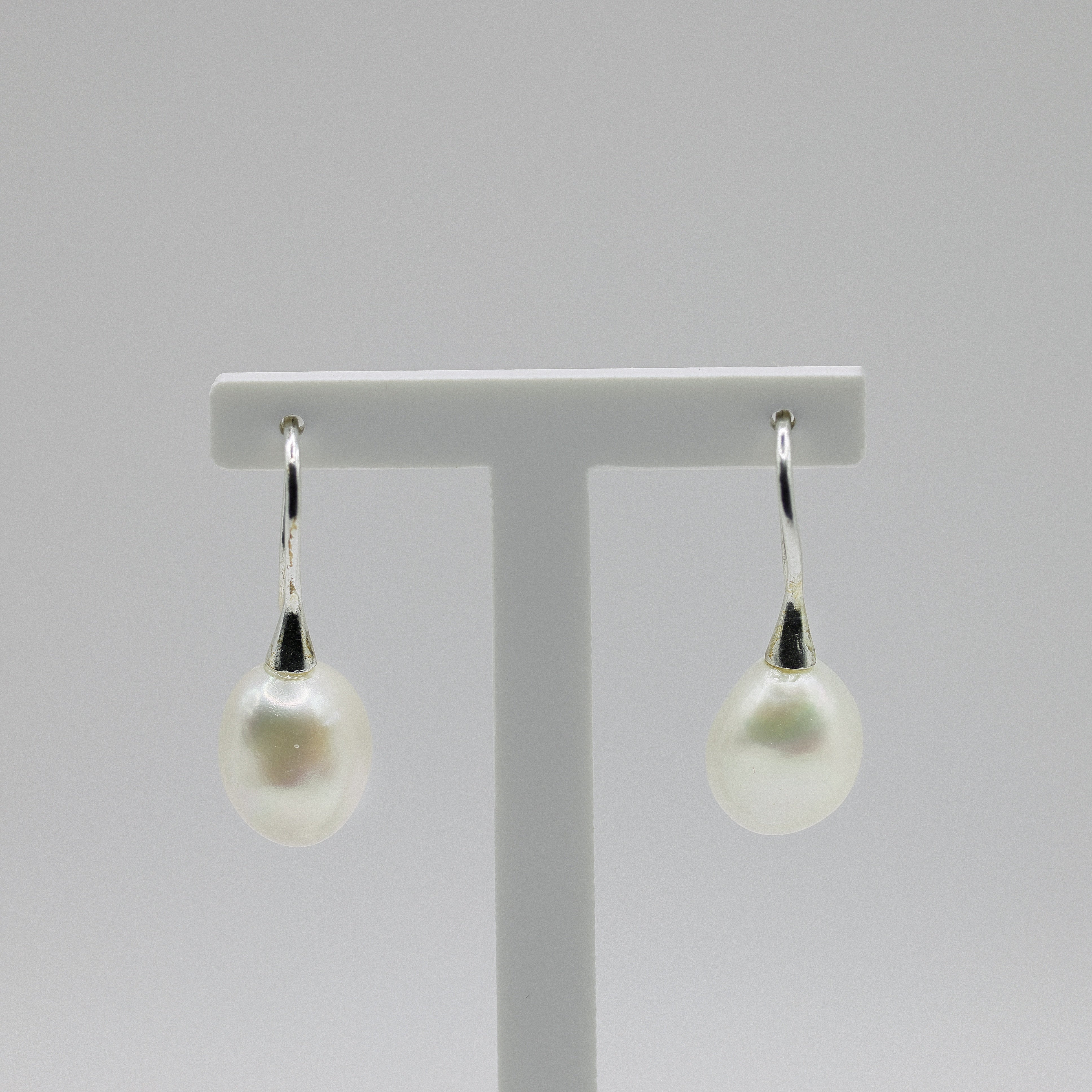 Süsswasserperlen-Ohrhänger Tropfen weiss, 925 Sterling Silber, ca. 10 x 10 mm