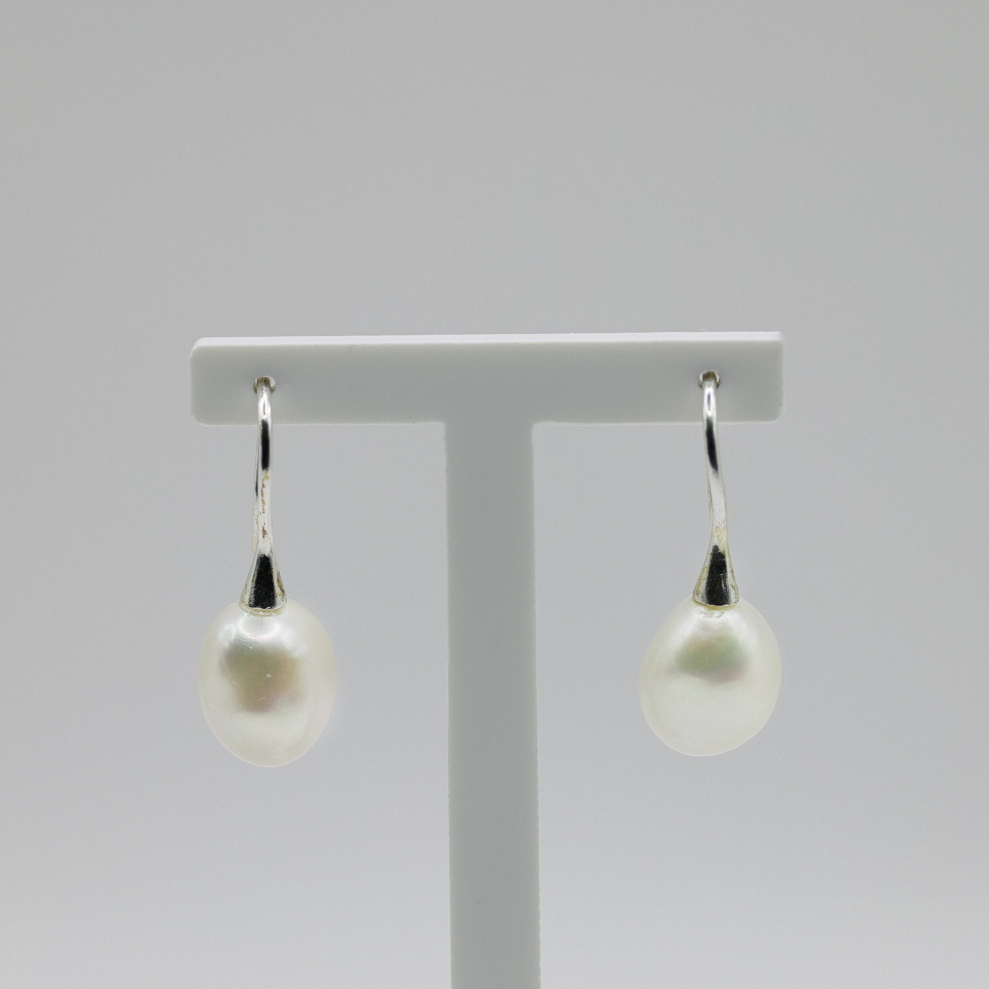 Süsswasserperlen-Ohrhänger Tropfen weiss, 925 Sterling Silber, ca. 10 x 10 mm