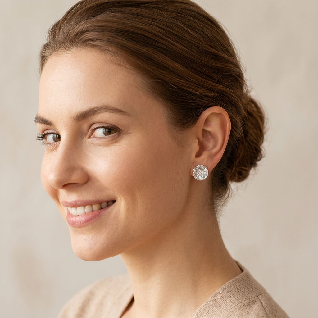 Herz-Ohrstecker mit Perlmutt | 925 Sterling Silber