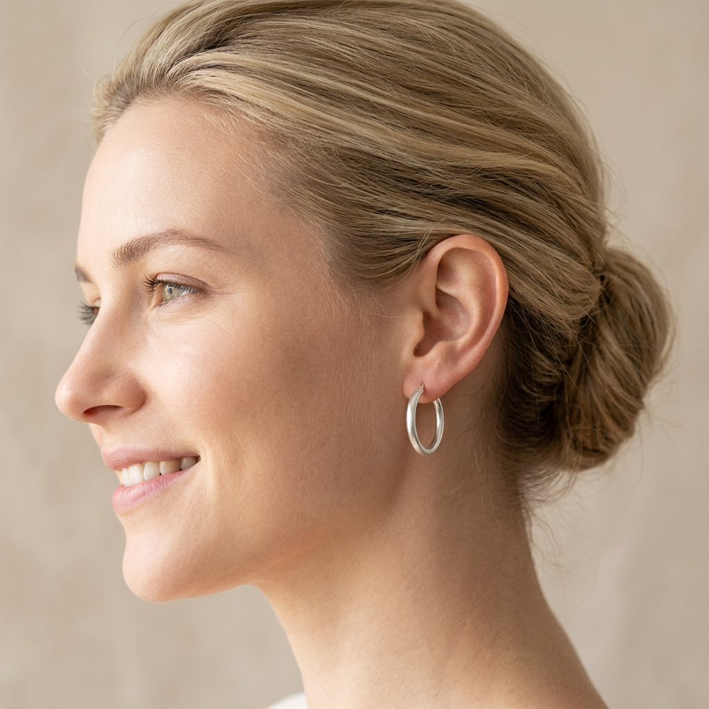 Creolen gebürstet 18 mm | 925 Sterling Silber