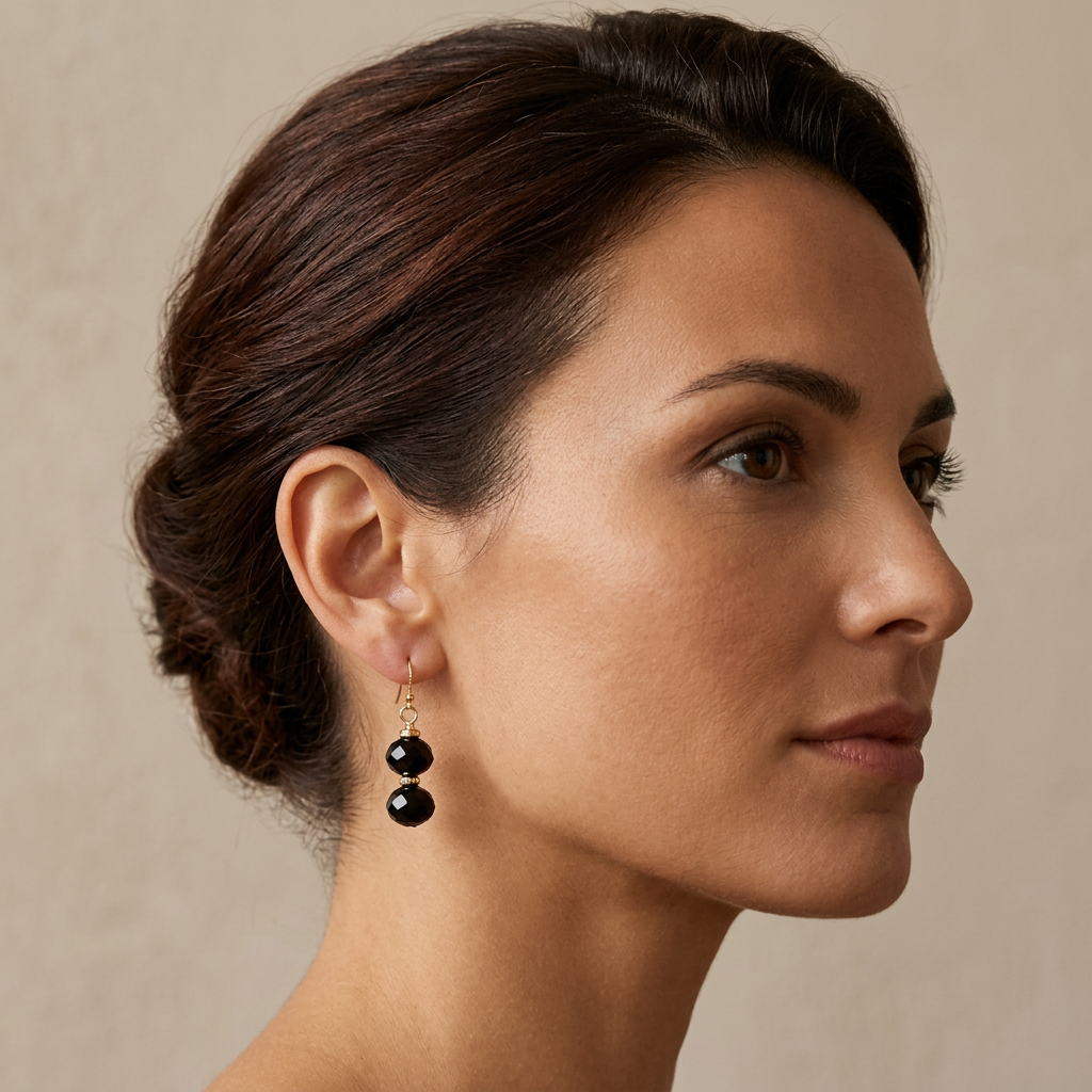 Onyx Ohrhänger facettiert mit Goldakzenten | 925 Sterling Silber vergoldet