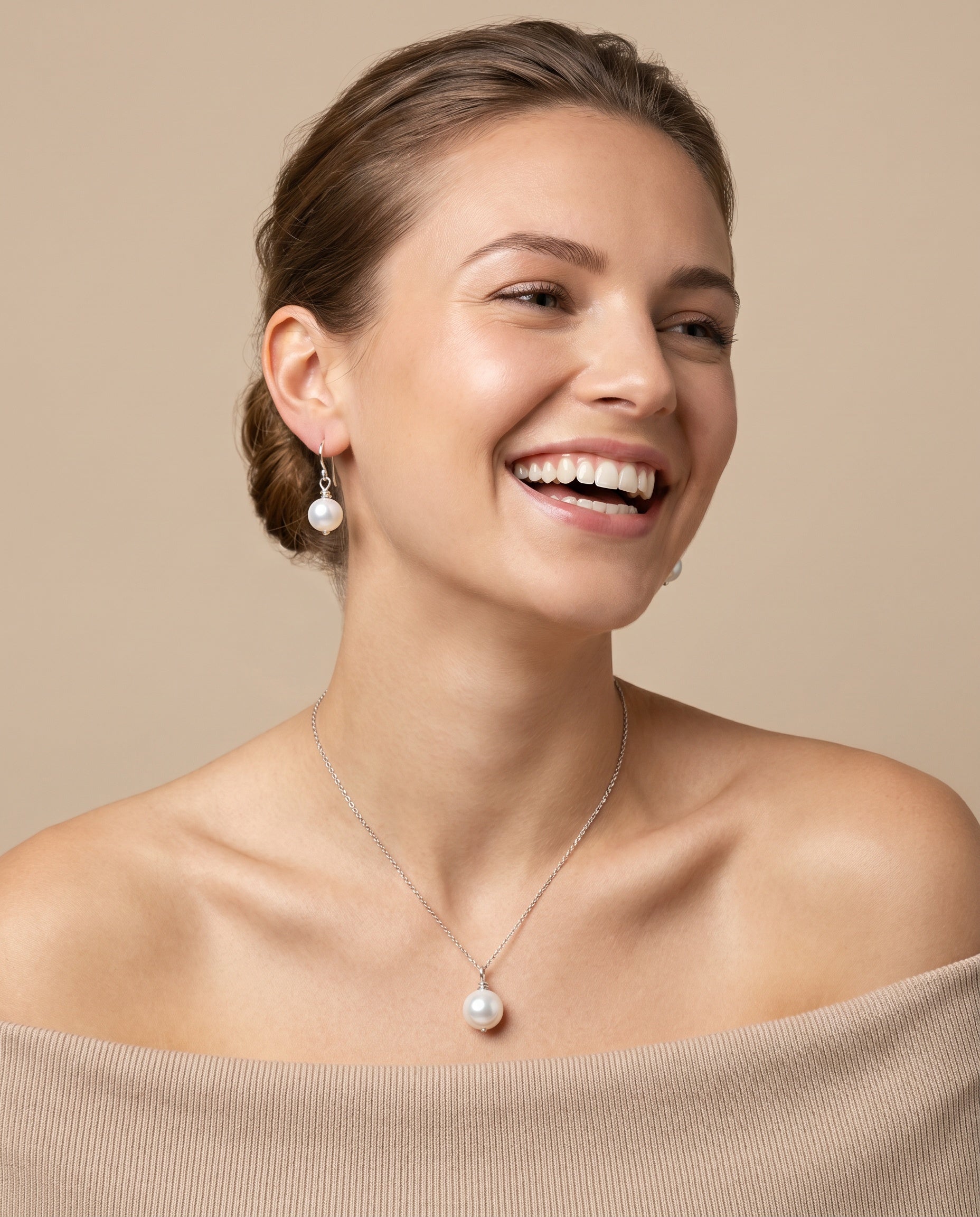 Perlenset – Süsswasserperlen Anhänger & Ohrhänger | 925 Sterling Silber