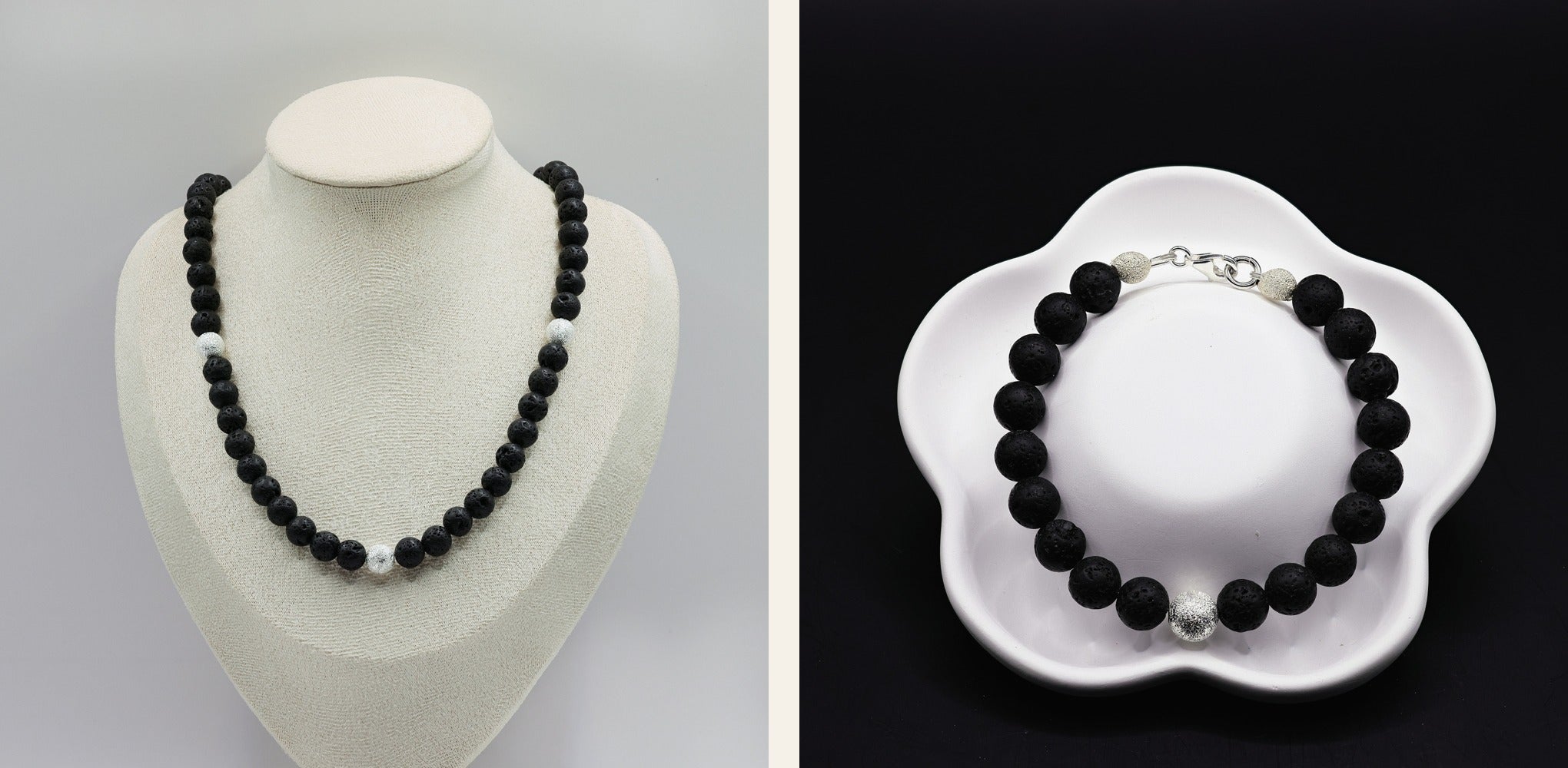 Lavastein-Set mit Stardust – Halskette & Armband | 925 Sterling Silber
