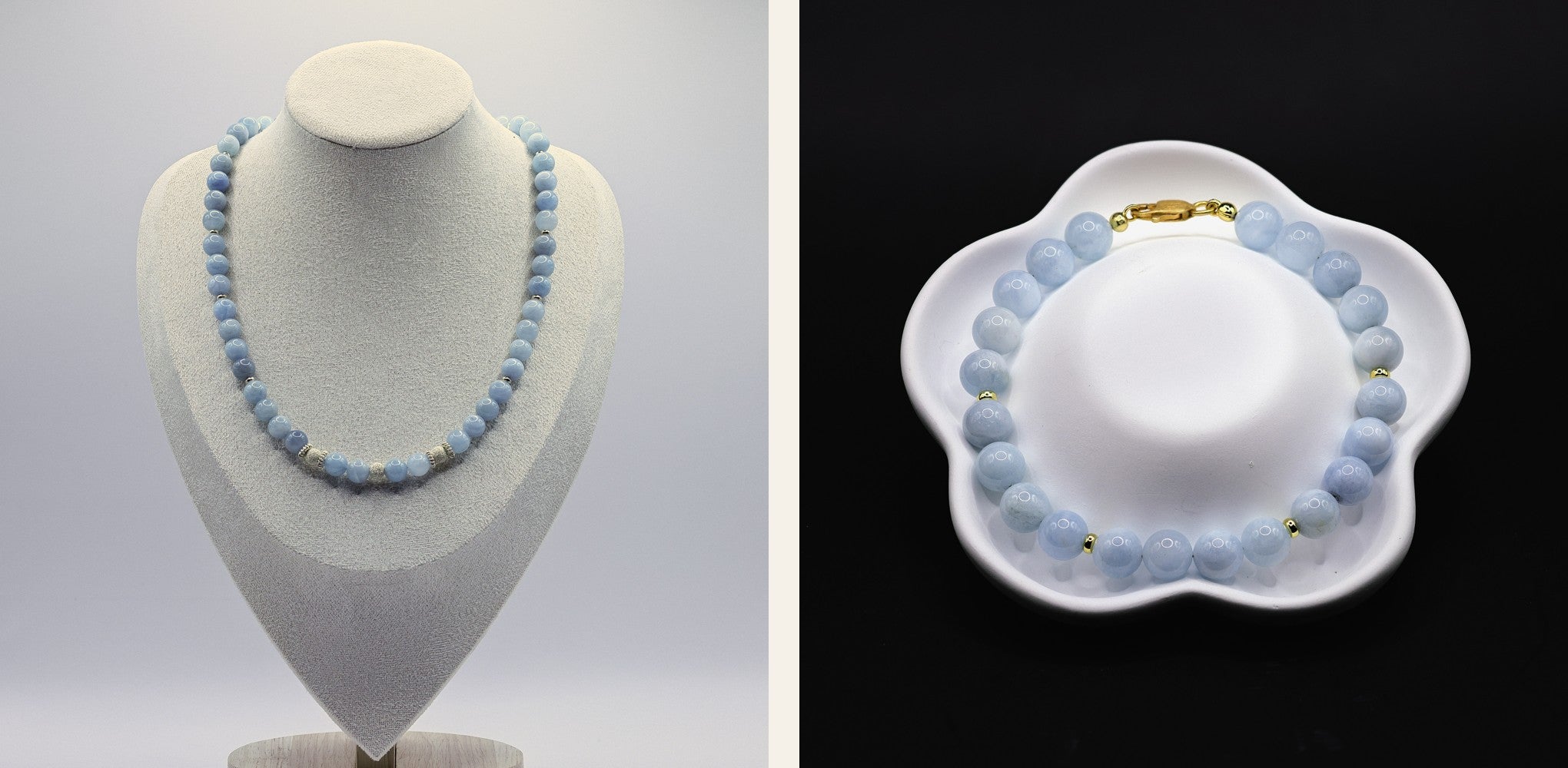 Aquamarin-Set – Halskette & Armband | 925 Sterling Silber